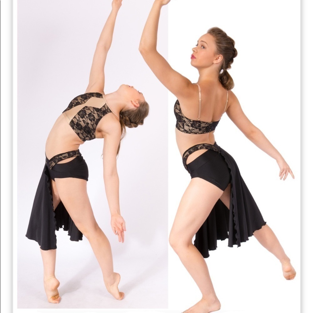 Pumpers Black Lace Jazz Dance Costume Adult M Musical Theatre Cabaret Solo - Picture 12 of 17